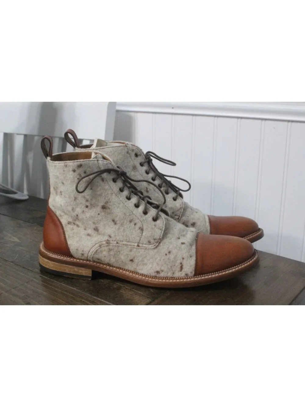 Taft The Jack Avalanche Wool Mens size 10 Leather Lace-Up Boots Calfskin EUC